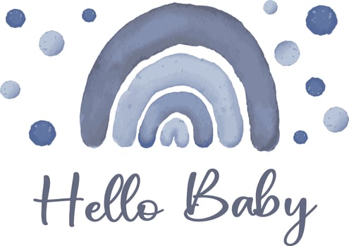 Watercolor Blue Boho Rainbow Hello Baby Sign vector