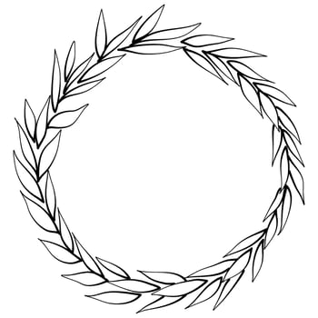 wreath leaves line art sketch outlin logo illustration vector