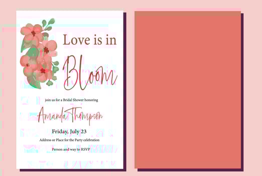Love is in Bloom Blush Pink Floral Bridal Shower Invitation vector