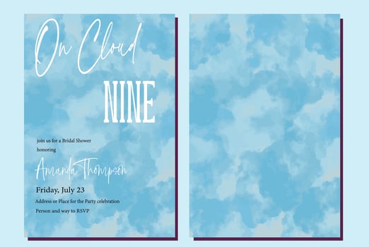Modern On Cloud Nine 9 Sky Blue Bridal Shower Invitation vector