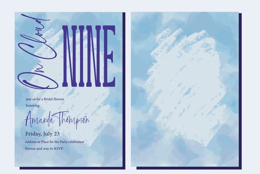 Modern On Cloud Nine 9 Sky Blue Bridal Shower Invitation vector