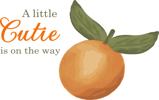 Little Cutie Citrus Themed Orange Baby Shower Illustration with fruit for summer party. Use it also for banners, thank you cards, posters and other decor for your celebration png