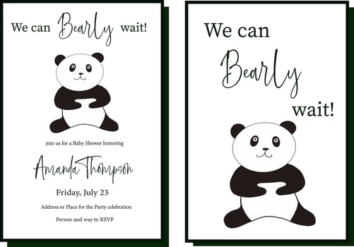 Funny Panda We can Bearly wait Baby Shower Invitation vector