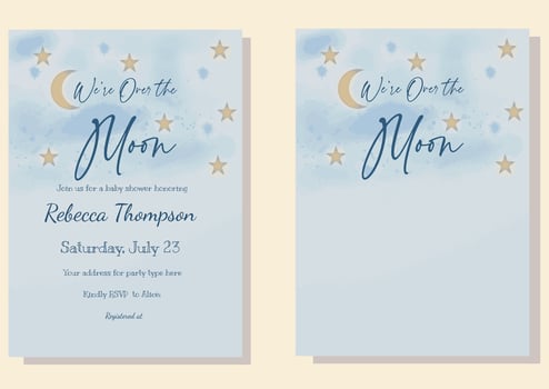 Over The Moon Blue and Yellow Stars Invitation Template Background for invitations, greeting cards, printed items vector