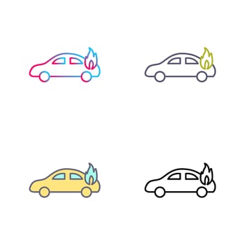 Unique Car on Fire Vector Icon