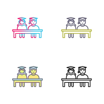 Unique Students Sitting Vector Icon