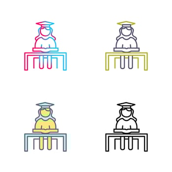 Unique Female Student Studying Vector Icon
