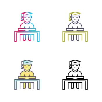 Unique Studying on Desk Vector Icon