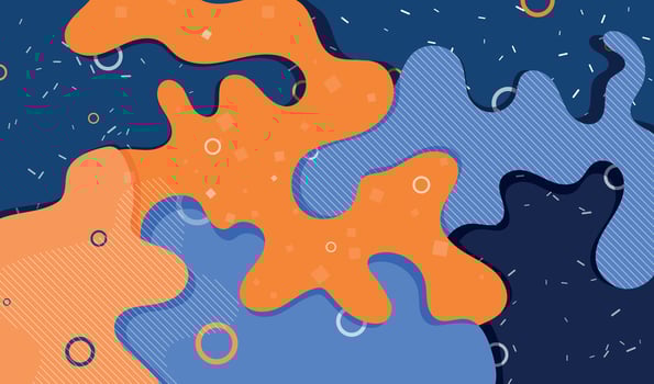Vector abstract colorful background with blots and wavy shapes, geometric signs.