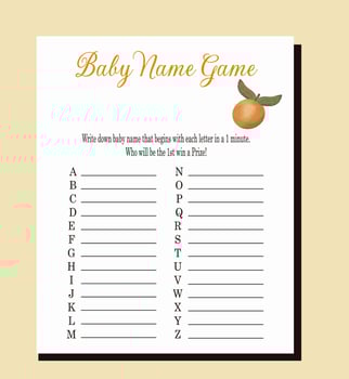 Little Cutie Citrus Orange Baby shower name game Vector