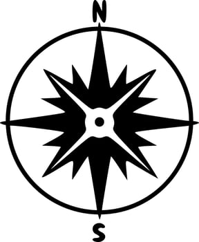 Compass rose icon black outlines vector illustration