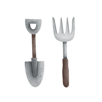 Garden tool watercolor drawing png