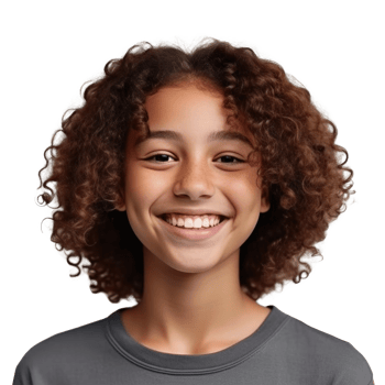 Portrait of smiling young girl for profile picture. Illustration png