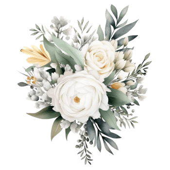 White flower watercolor isolated. Illustration png