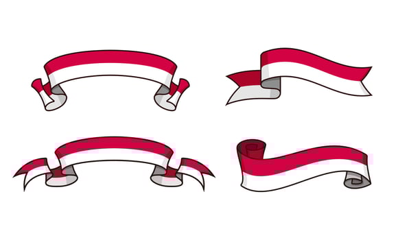 Indonesian flag ribbon vector illustration for Indonesian Independent's Day design element.