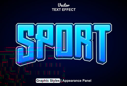 sport text effect with blue color graphic style and editable. vector