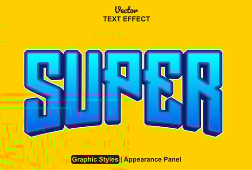 super text effect with blue color graphic style editable vector