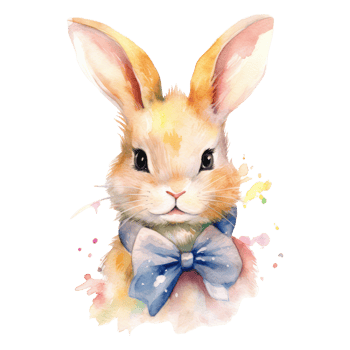 watercolour rabbit dressed in clothes . png