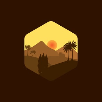 Forest and mountains illustration with minimalistic design. vector