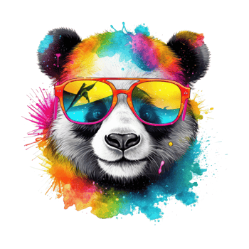watercolor panda wearing sunglasses . png