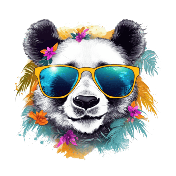 watercolor panda wearing sunglasses . png