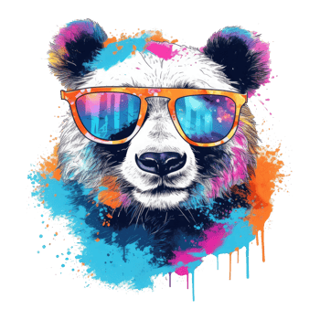 watercolor panda wearing sunglasses . png