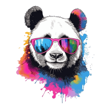 watercolor panda wearing sunglasses . png