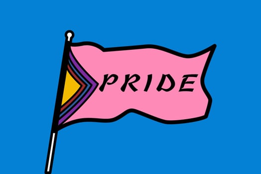 Pride flag on blue background LGBT Pride Month concept. vector