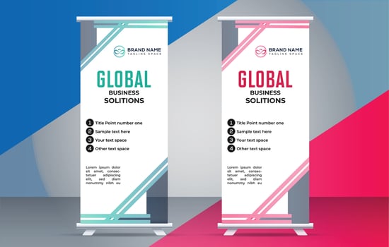 business creative roll up display standee for presentation purpose vector