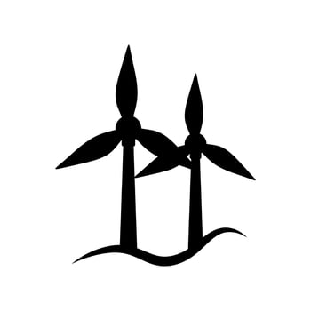 wind power Icon, turbine isolated on the white background vector