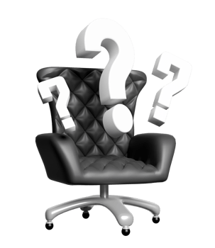3d business chair with question mark isolated. 3d render illustration png