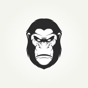 isolated angry monkey gorilla icon logo template vector illustration design. monkey ape head character design