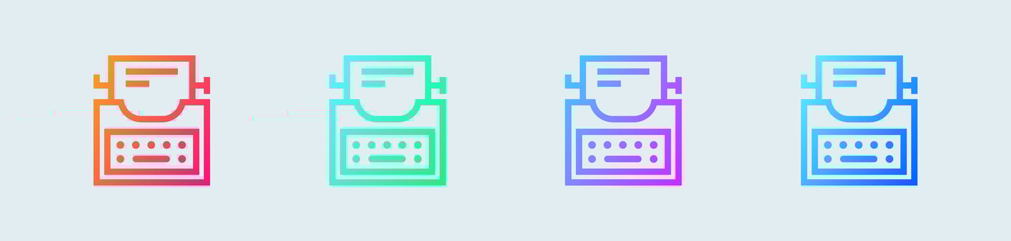 Typewriter line icon in gradient colors. Writer signs vector illustration.
