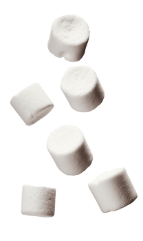 Falling marshmallows isolated on transparent background, png