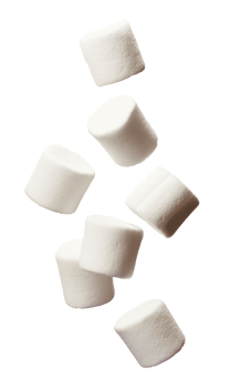 Falling marshmallows isolated on transparent background, png