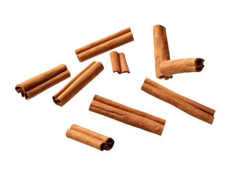 Falling cinnamon sticks isolated on transparent background, png