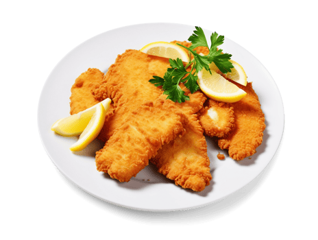 Wiener schnitzel isolated on transparent background, png