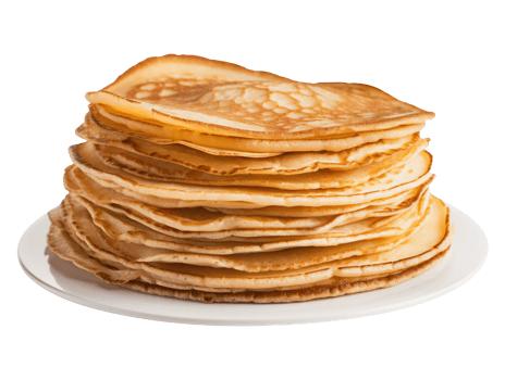 Stack of thin crepes isolated on transparent background, png