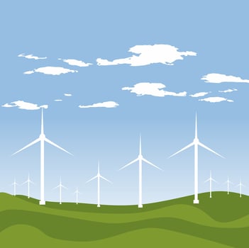 landscape vector illustration design template in dutch windmill country