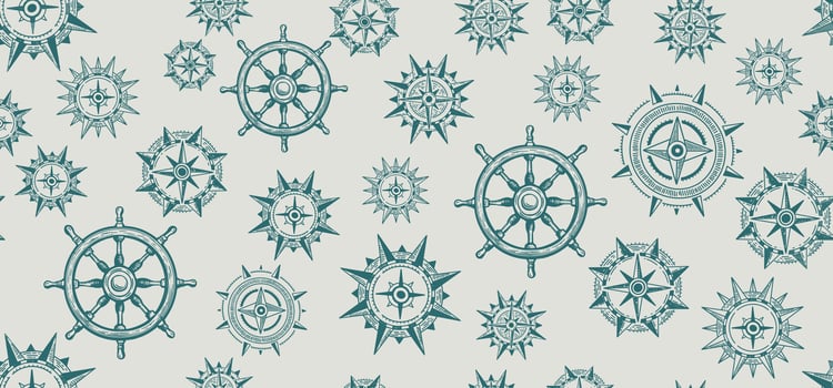 Compass Wind rose, Ship wheel, pattern, hand drawn Illustration. vector