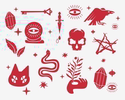 Mystical element pattern doodle illustration vector background esoteric magic calestial witchcraft clip art printable