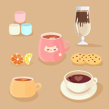 a cozy set of warm drinks vector