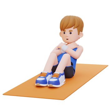 Perfect Abs 3D Sporty Male Character Mastering the Standard Crunch at the Gym png