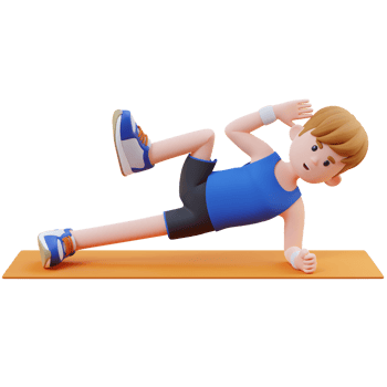 Energetic 3D Sporty Male Character Nailing the Abs Side Plank Crunch Workout at the Gym png