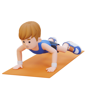 3D Sporty Male Character Performing Spiderman Push Up Exercise at Home Gym png