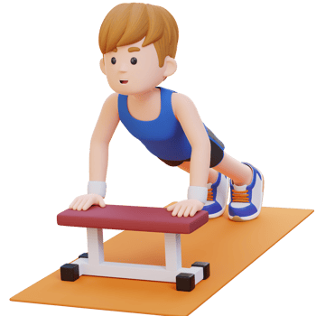 3D Sporty Male Character Performing Inline Push Up Exercise at the Gym png