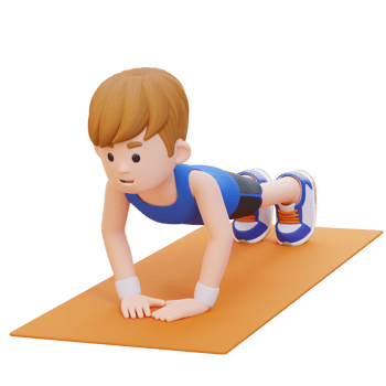 3D Sporty Male Character Performing Close Grip Push Up Exercise at Home Gym png