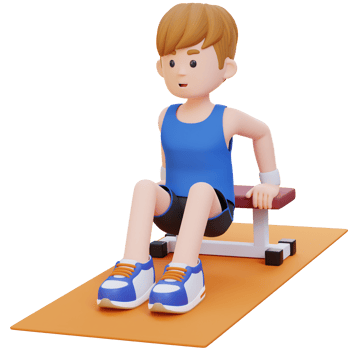 3D Sporty Male Character Building Power with Dips at Gym png