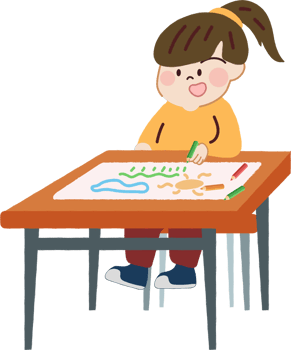 Cute kid paint drawings on canvas. Funny cartoon character for deculation. png