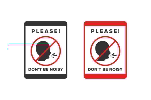 No noise icon sign vector design, icon boards are prohibited from noisy